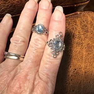 Ring Set intricate silver and blue